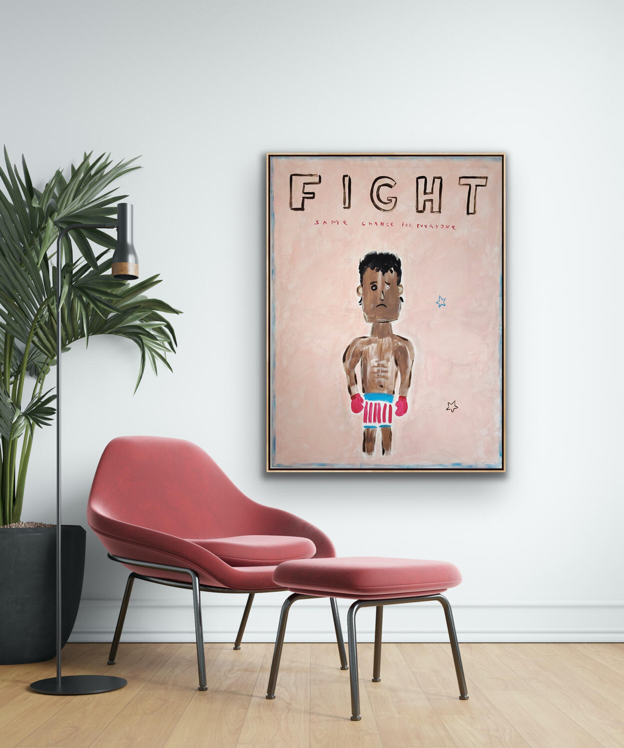 Untitled Fight Same Chance for Everyone - Contemporary boxing canvas on raw background by U Me
